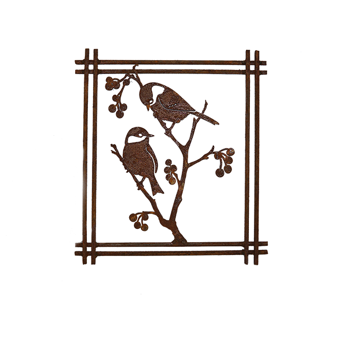 Frame Chickadees And Berries Rusted Metal Arts In Garden Taylors Collection 1200